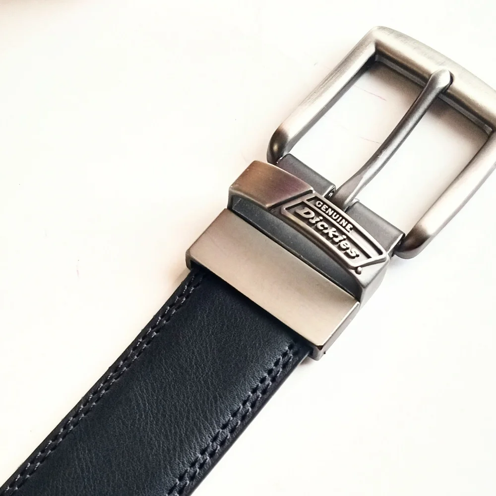 Dickies Men's Genuine Leather Reversible Black Belt